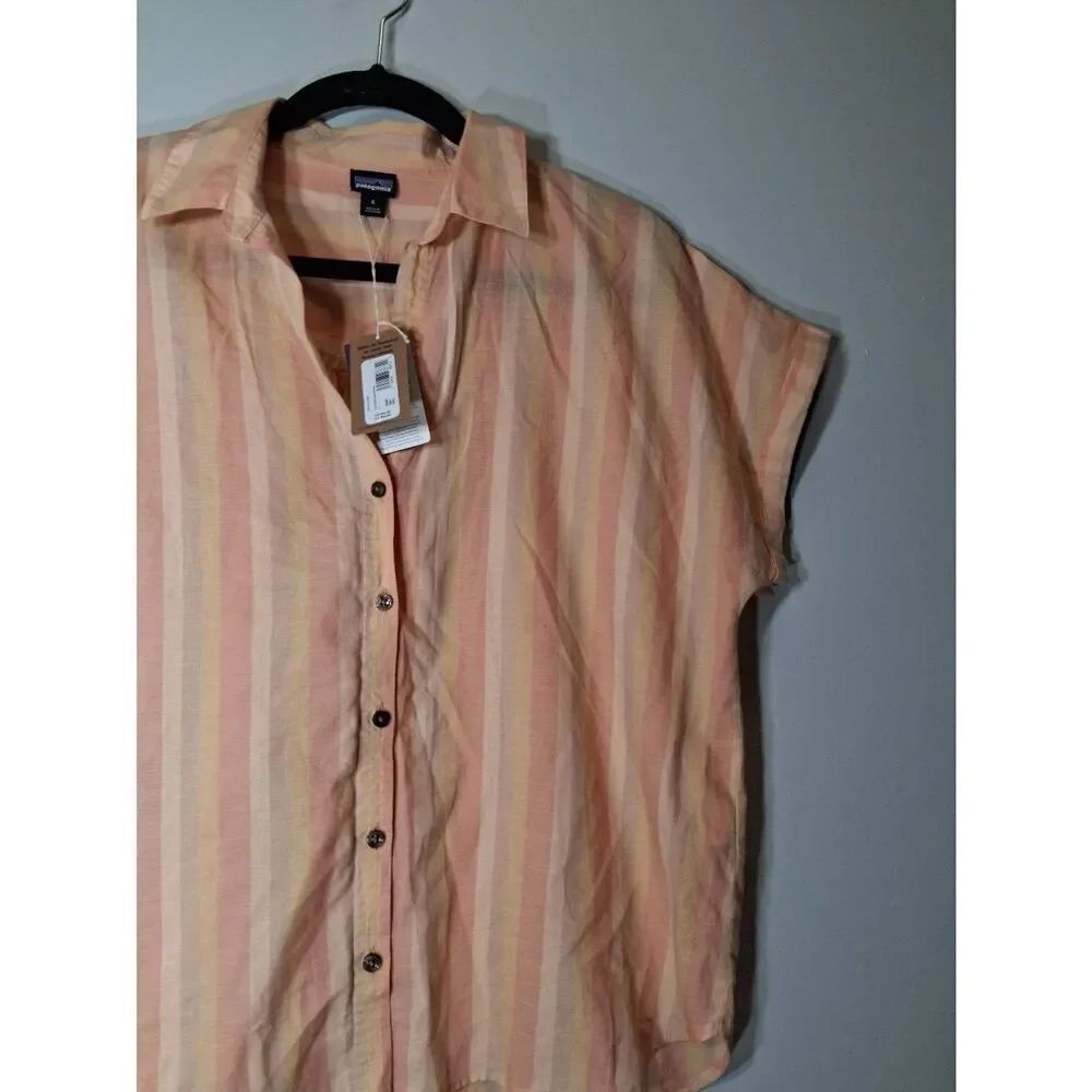 Patagonia womens small organic cotton blouse papaya orange shirt - Picture 4 of 9